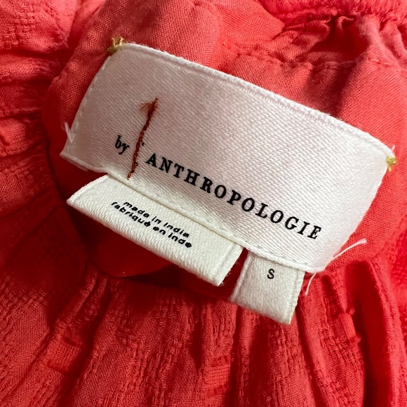 EUC {Anthro} Embroidered Pink Textured Ruffled & Tiered Orange Sundress | Small - Picture 6 of 15
